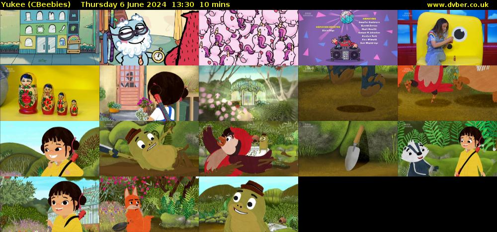 Yukee (CBeebies) Thursday 6 June 2024 13:30 - 13:40