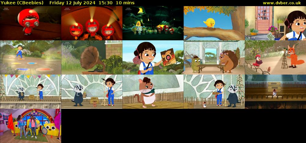 Yukee (CBeebies) Friday 12 July 2024 15:30 - 15:40