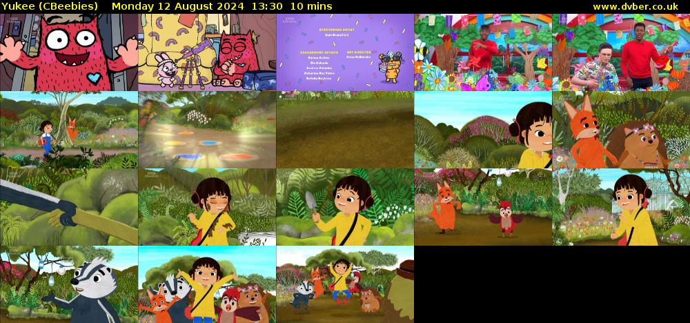 Yukee (CBeebies) Monday 12 August 2024 13:30 - 13:40