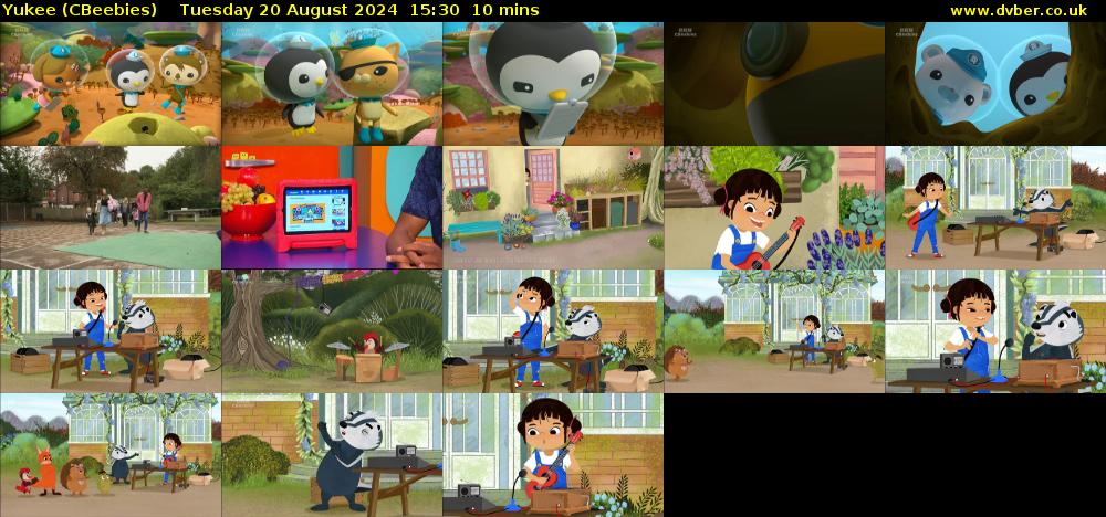 Yukee (CBeebies) Tuesday 20 August 2024 15:30 - 15:40