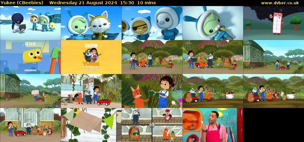 Yukee (CBeebies) Wednesday 21 August 2024 15:30 - 15:40