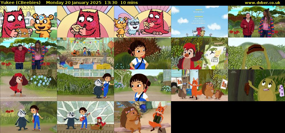Yukee (CBeebies) Monday 20 January 2025 13:30 - 13:40