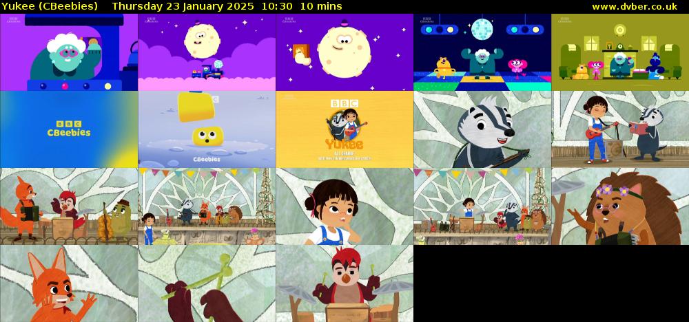 Yukee (CBeebies) Thursday 23 January 2025 10:30 - 10:40