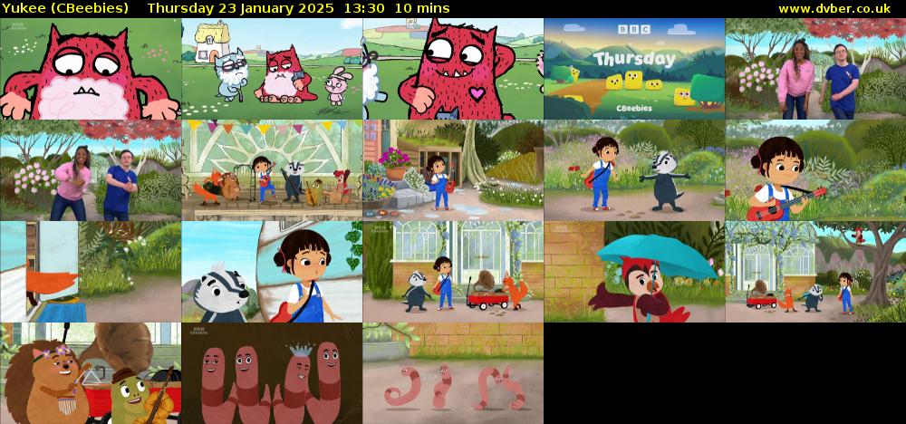 Yukee (CBeebies) Thursday 23 January 2025 13:30 - 13:40