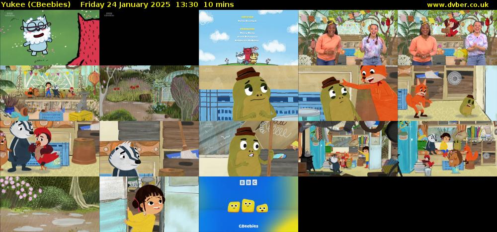 Yukee (CBeebies) Friday 24 January 2025 13:30 - 13:40