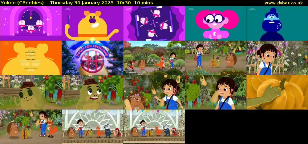 Yukee (CBeebies) Thursday 30 January 2025 10:30 - 10:40