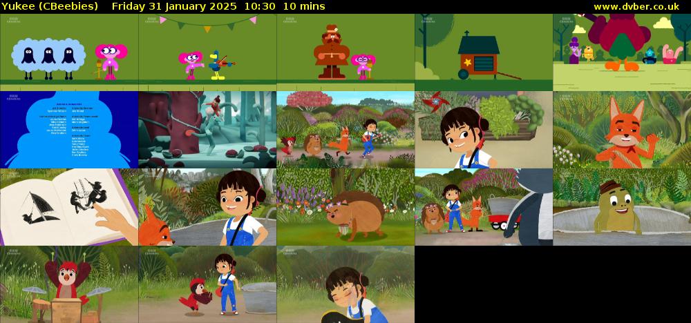 Yukee (CBeebies) Friday 31 January 2025 10:30 - 10:40
