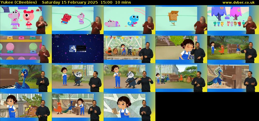 Yukee (CBeebies) Saturday 15 February 2025 15:00 - 15:10