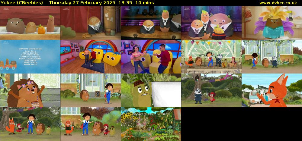 Yukee (CBeebies) Thursday 27 February 2025 13:35 - 13:45