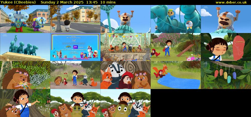 Yukee (CBeebies) Sunday 2 March 2025 13:45 - 13:55