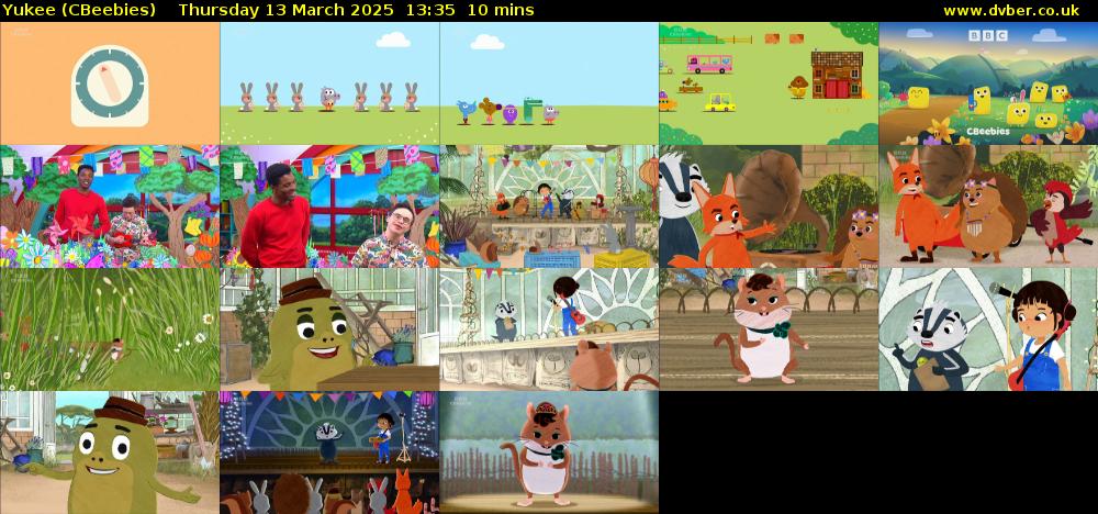 Yukee (CBeebies) Thursday 13 March 2025 13:35 - 13:45