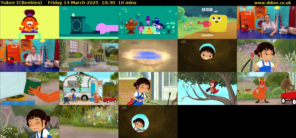 Yukee (CBeebies) Friday 14 March 2025 10:30 - 10:40
