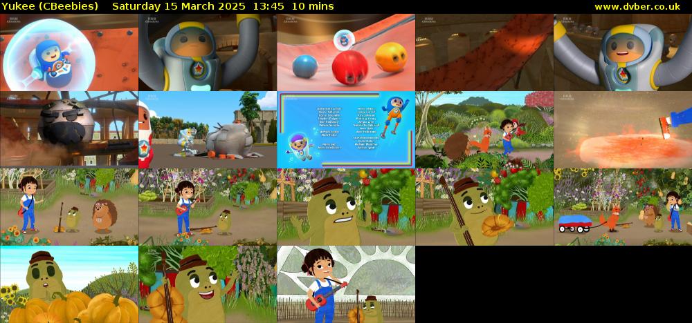 Yukee (CBeebies) Saturday 15 March 2025 13:45 - 13:55