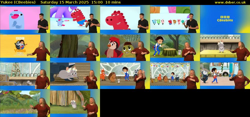 Yukee (CBeebies) Saturday 15 March 2025 15:00 - 15:10
