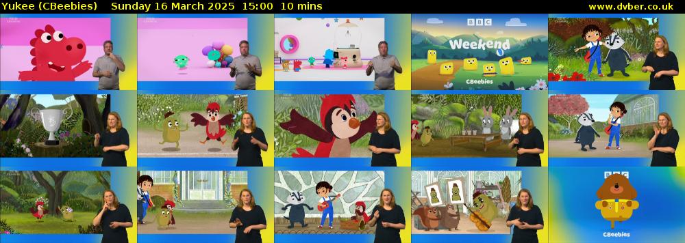Yukee (CBeebies) Sunday 16 March 2025 15:00 - 15:10