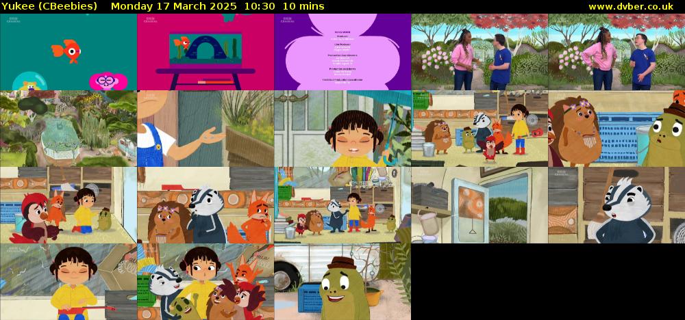 Yukee (CBeebies) Monday 17 March 2025 10:30 - 10:40