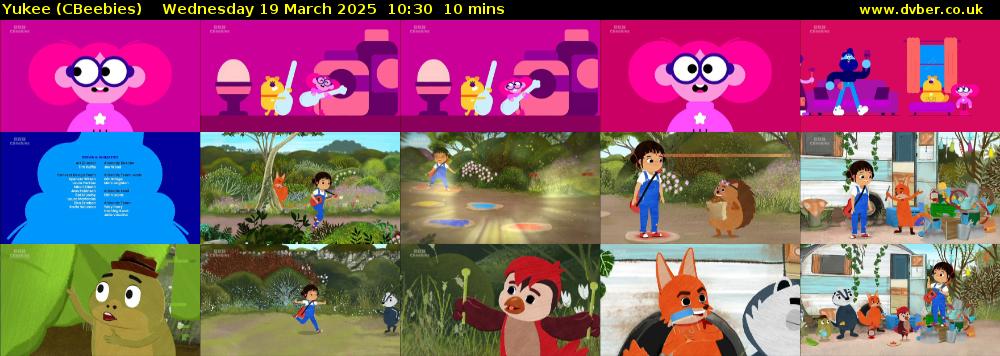 Yukee (CBeebies) Wednesday 19 March 2025 10:30 - 10:40