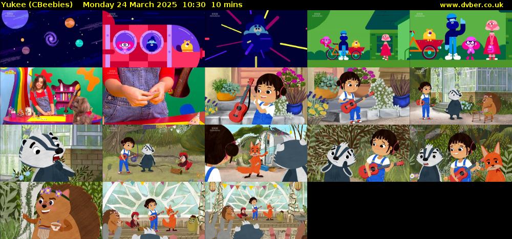 Yukee (CBeebies) Monday 24 March 2025 10:30 - 10:40