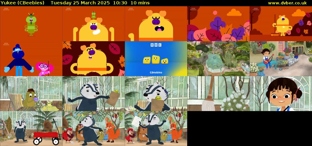 Yukee (CBeebies) Tuesday 25 March 2025 10:30 - 10:40