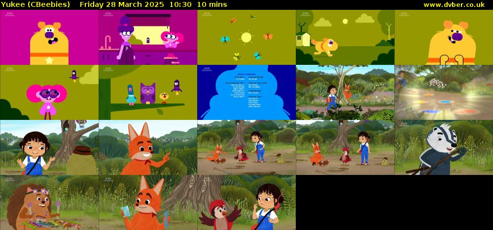 Yukee (CBeebies) Friday 28 March 2025 10:30 - 10:40
