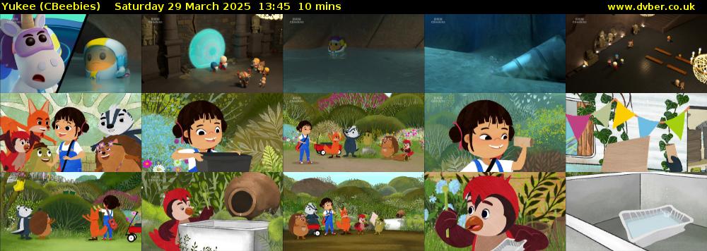 Yukee (CBeebies) Saturday 29 March 2025 13:45 - 13:55