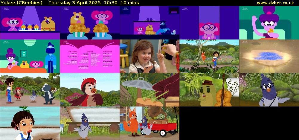 Yukee (CBeebies) Thursday 3 April 2025 10:30 - 10:40