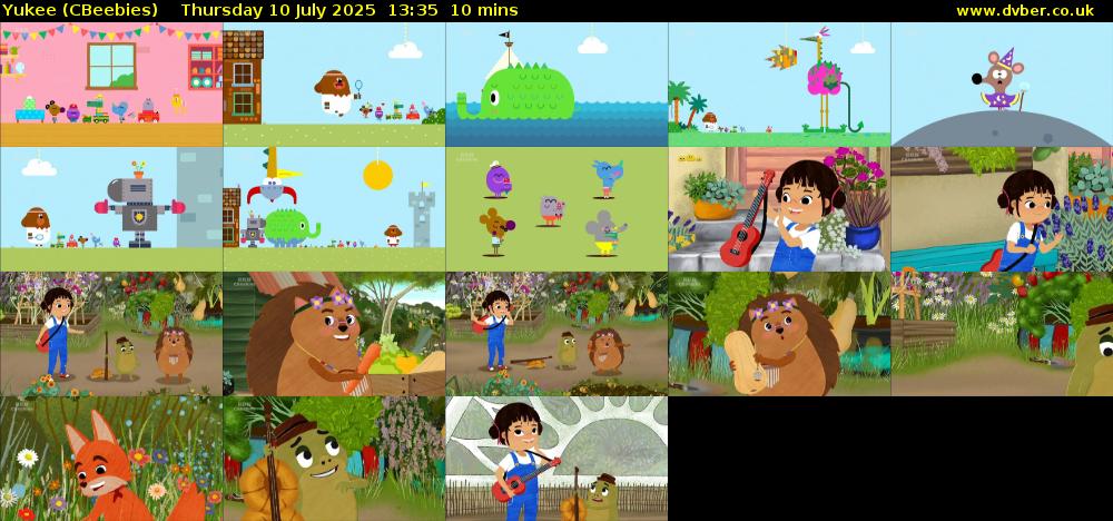 Yukee (CBeebies) Thursday 10 July 2025 13:35 - 13:45