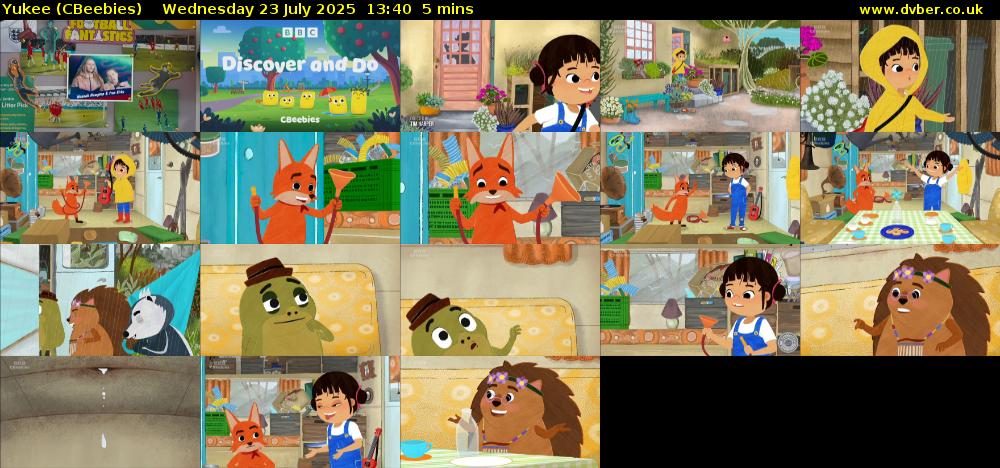 Yukee (CBeebies) Wednesday 23 July 2025 13:40 - 13:45