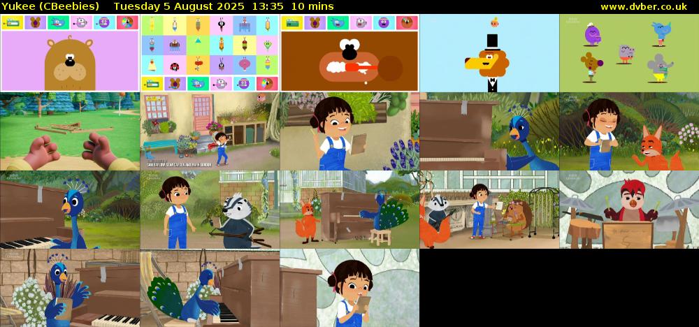 Yukee (CBeebies) Tuesday 5 August 2025 13:35 - 13:45