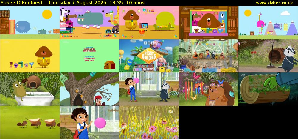 Yukee (CBeebies) Thursday 7 August 2025 13:35 - 13:45