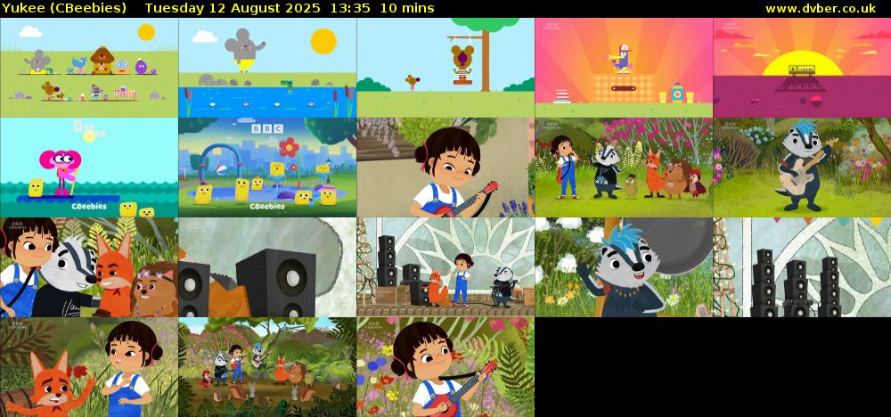 Yukee (CBeebies) Tuesday 12 August 2025 13:35 - 13:45
