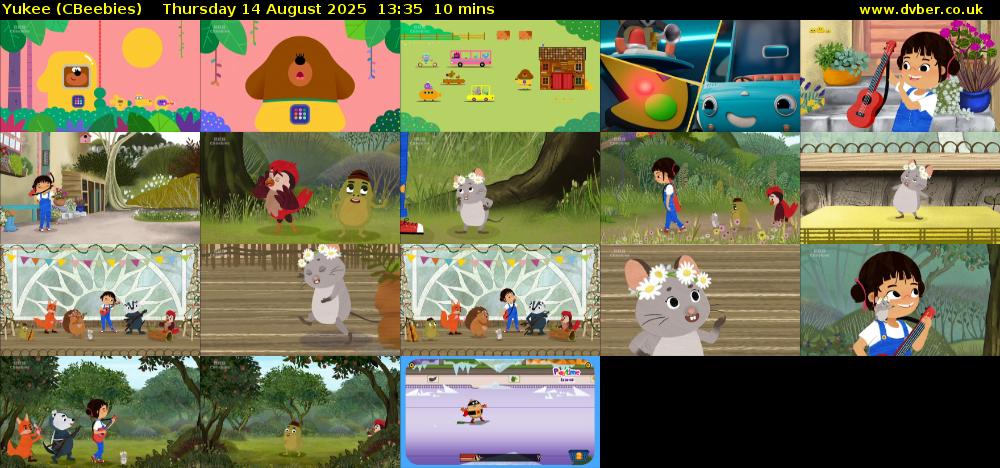 Yukee (CBeebies) Thursday 14 August 2025 13:35 - 13:45