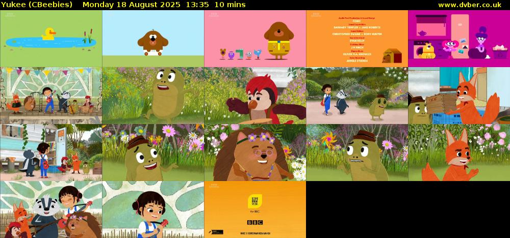 Yukee (CBeebies) Monday 18 August 2025 13:35 - 13:45