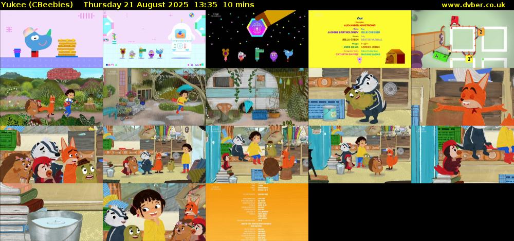 Yukee (CBeebies) Thursday 21 August 2025 13:35 - 13:45