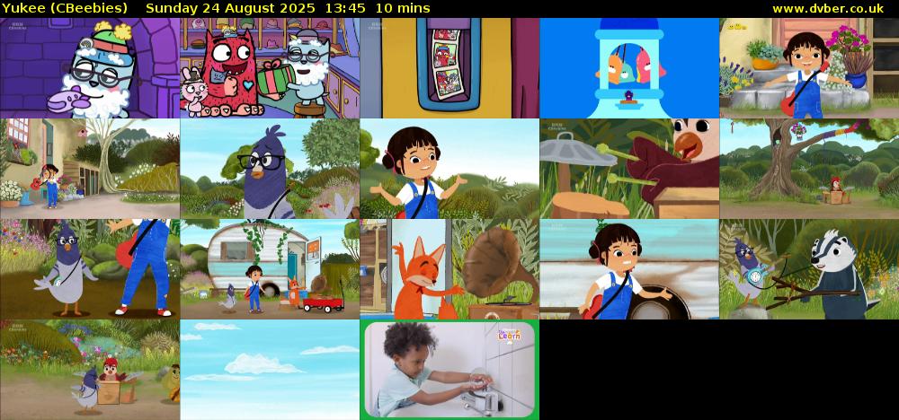 Yukee (CBeebies) Sunday 24 August 2025 13:45 - 13:55