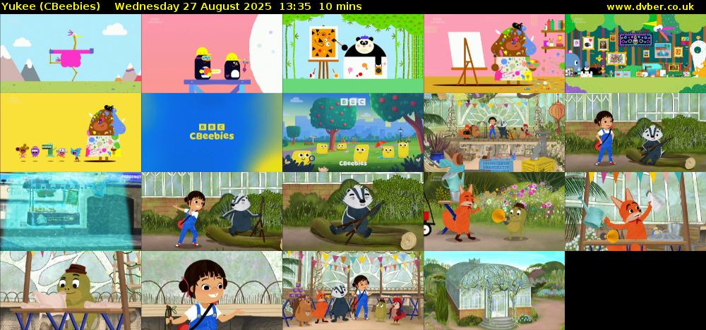 Yukee (CBeebies) Wednesday 27 August 2025 13:35 - 13:45