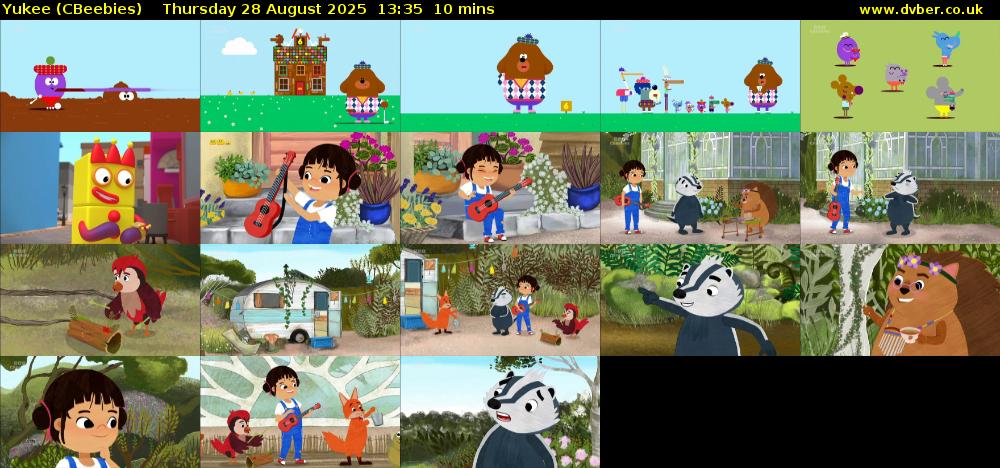 Yukee (CBeebies) Thursday 28 August 2025 13:35 - 13:45