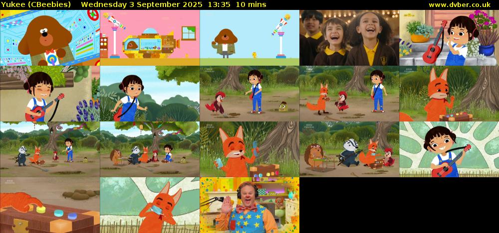 Yukee (CBeebies) Wednesday 3 September 2025 13:35 - 13:45