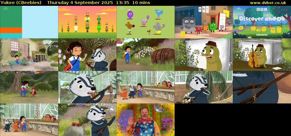 Yukee (CBeebies) Thursday 4 September 2025 13:35 - 13:45