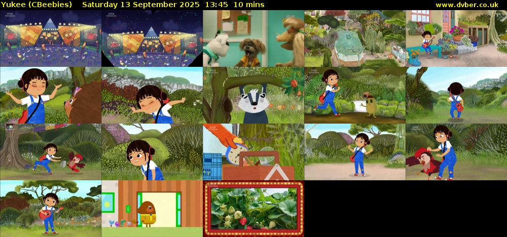 Yukee (CBeebies) Saturday 13 September 2025 13:45 - 13:55