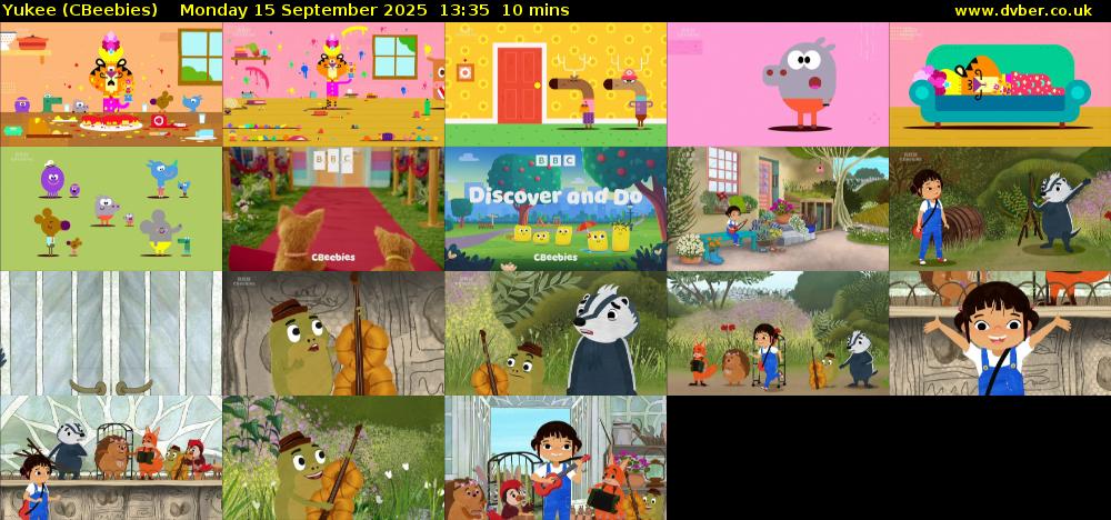 Yukee (CBeebies) Monday 15 September 2025 13:35 - 13:45