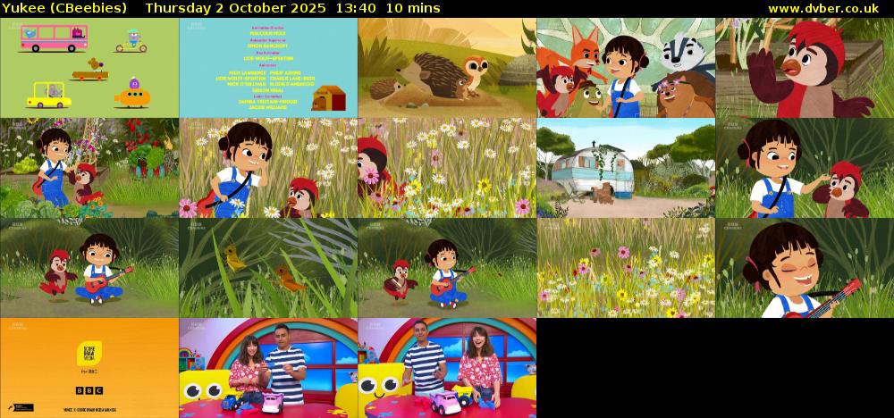 Yukee (CBeebies) Thursday 2 October 2025 13:40 - 13:50