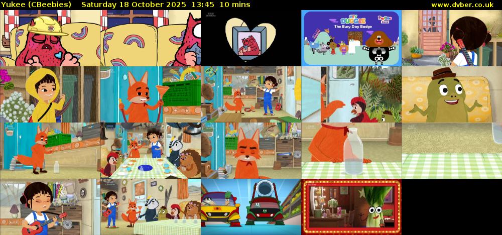 Yukee (CBeebies) Saturday 18 October 2025 13:45 - 13:55
