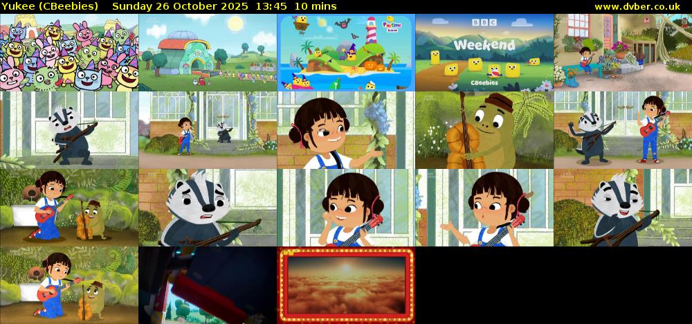 Yukee (CBeebies) Sunday 26 October 2025 13:45 - 13:55