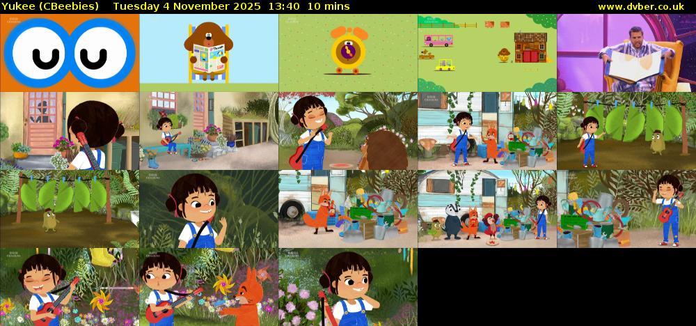 Yukee (CBeebies) Tuesday 4 November 2025 13:40 - 13:50