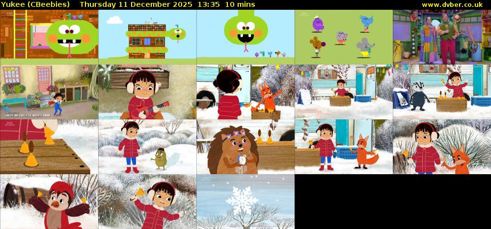 Yukee (CBeebies) Thursday 11 December 2025 13:35 - 13:45