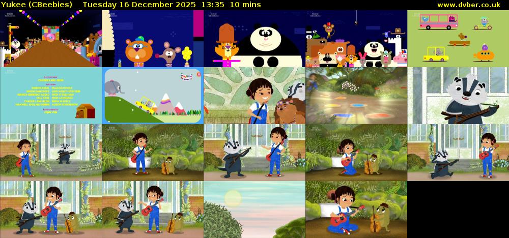 Yukee (CBeebies) Tuesday 16 December 2025 13:35 - 13:45