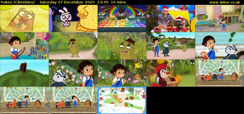 Yukee (CBeebies) Saturday 27 December 2025 13:45 - 13:55