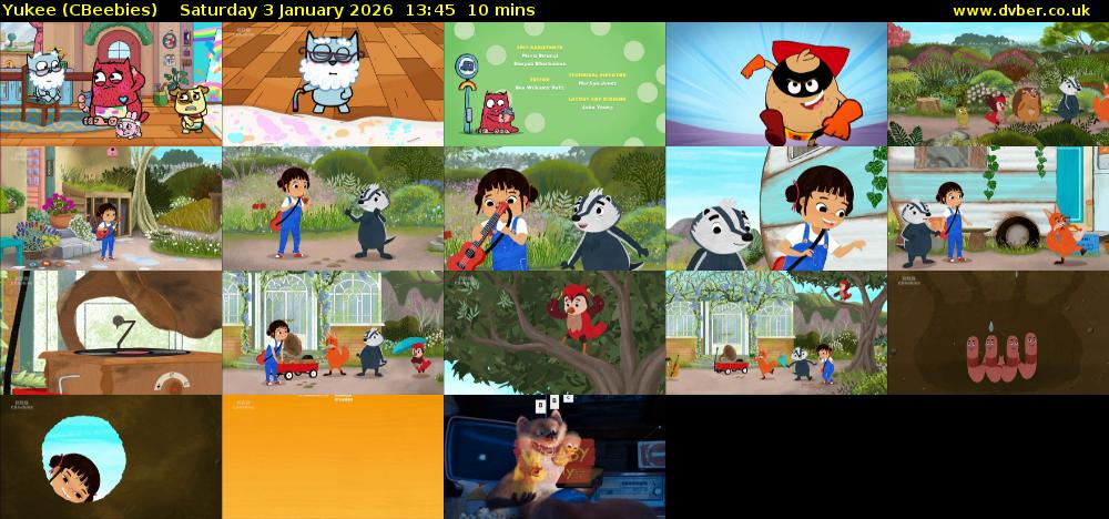 Yukee (CBeebies) Saturday 3 January 2026 13:45 - 13:55