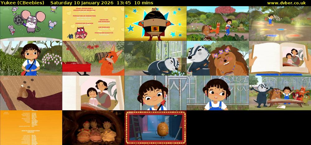 Yukee (CBeebies) Saturday 10 January 2026 13:45 - 13:55